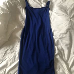 Blue lace up midi dress